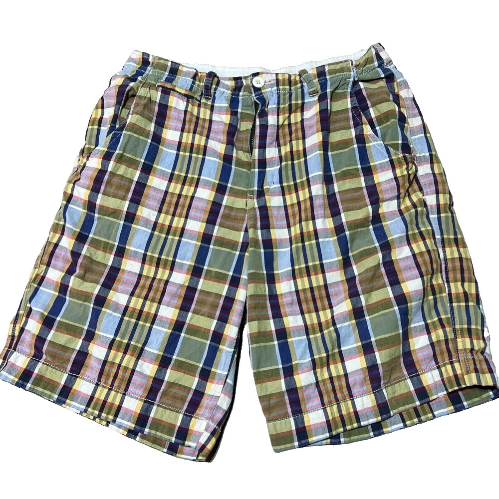 Red Camel Shorts Mens 34 Multicolor‎ Plaid Easter Cargo Pockets Beach EUC